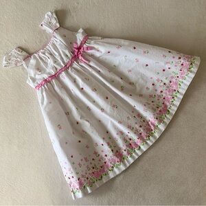 George White Toddler Dress with Pink Floral Accents Size 3T